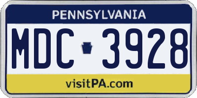 PA license plate MDC3928