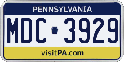 PA license plate MDC3929