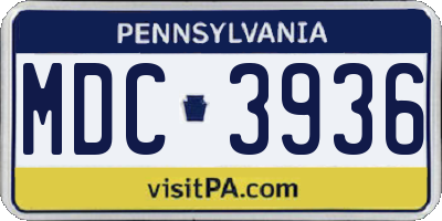PA license plate MDC3936