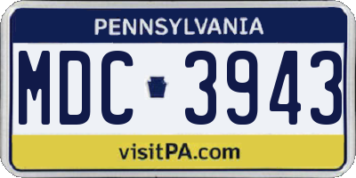 PA license plate MDC3943