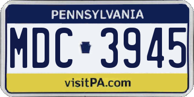 PA license plate MDC3945
