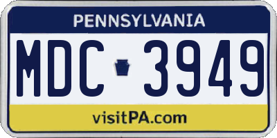 PA license plate MDC3949
