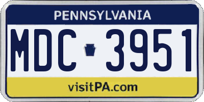 PA license plate MDC3951