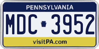 PA license plate MDC3952