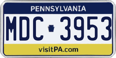 PA license plate MDC3953