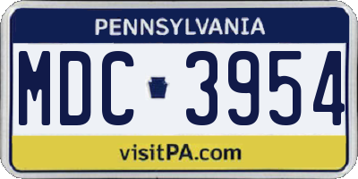 PA license plate MDC3954