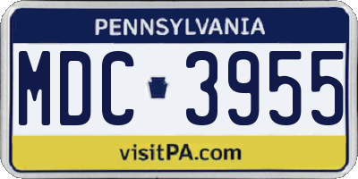 PA license plate MDC3955