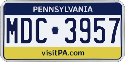 PA license plate MDC3957