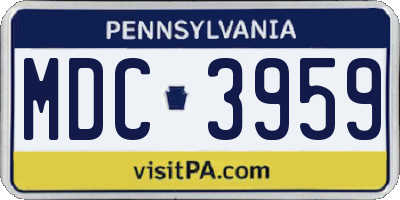 PA license plate MDC3959