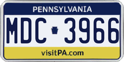 PA license plate MDC3966
