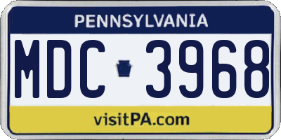 PA license plate MDC3968