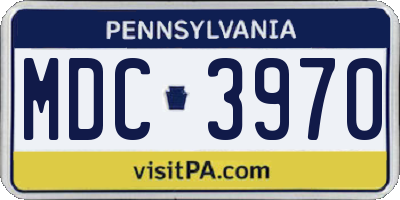 PA license plate MDC3970