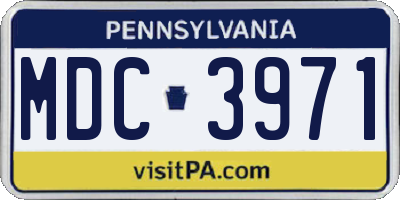 PA license plate MDC3971