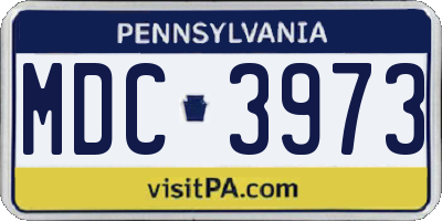 PA license plate MDC3973