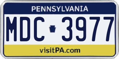 PA license plate MDC3977