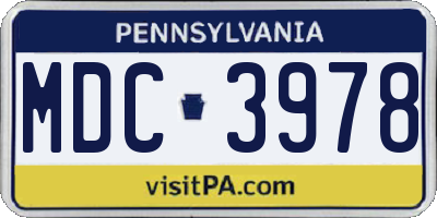 PA license plate MDC3978