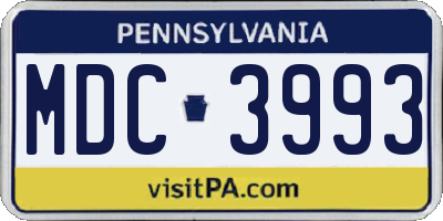 PA license plate MDC3993