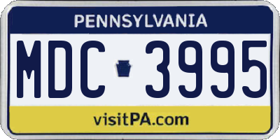 PA license plate MDC3995