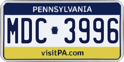 PA license plate MDC3996