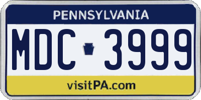 PA license plate MDC3999