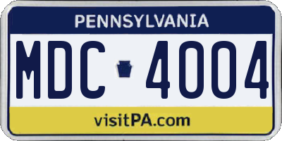 PA license plate MDC4004