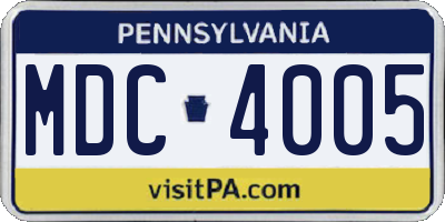 PA license plate MDC4005