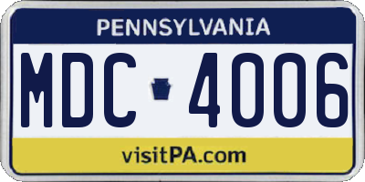 PA license plate MDC4006