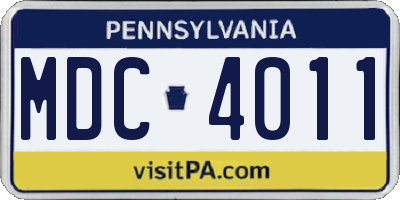PA license plate MDC4011