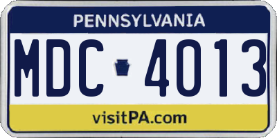 PA license plate MDC4013