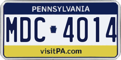 PA license plate MDC4014