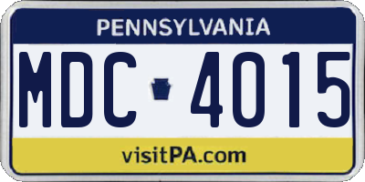 PA license plate MDC4015