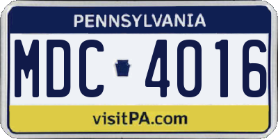 PA license plate MDC4016