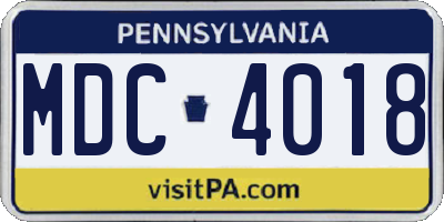 PA license plate MDC4018