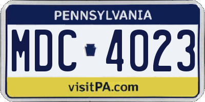 PA license plate MDC4023