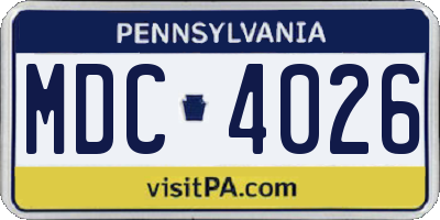 PA license plate MDC4026