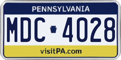 PA license plate MDC4028