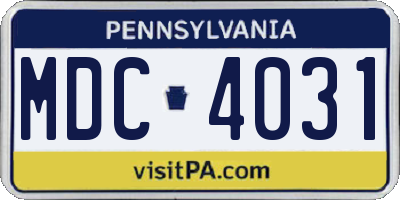 PA license plate MDC4031