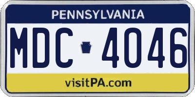 PA license plate MDC4046