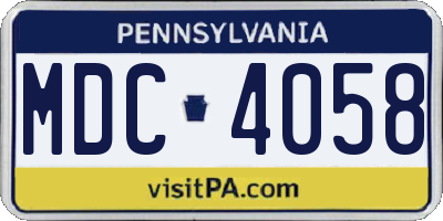 PA license plate MDC4058