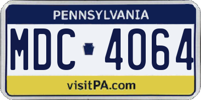 PA license plate MDC4064