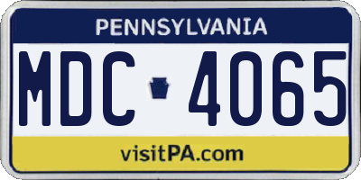 PA license plate MDC4065