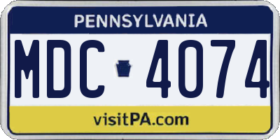 PA license plate MDC4074