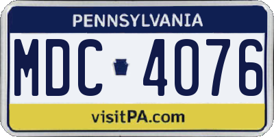 PA license plate MDC4076
