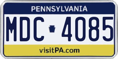PA license plate MDC4085