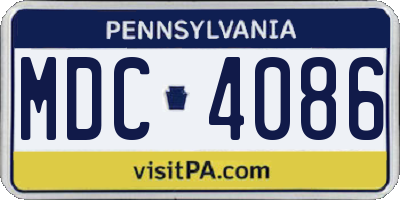 PA license plate MDC4086