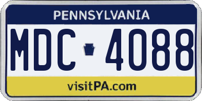 PA license plate MDC4088