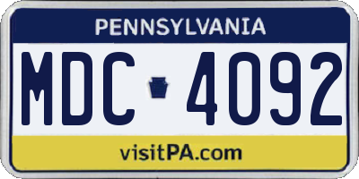 PA license plate MDC4092