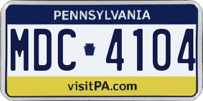 PA license plate MDC4104