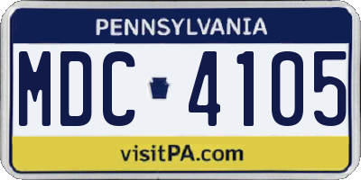 PA license plate MDC4105