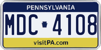 PA license plate MDC4108